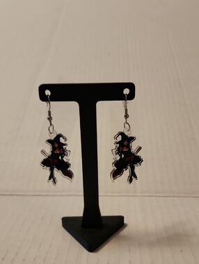 Source Unknown Black Witch Acrylic Dangle Earrings - Women Jewelry